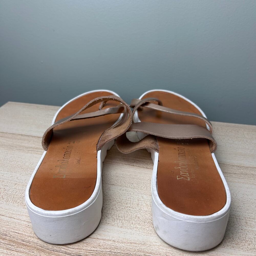 Santorini Handmade Leather Sandals Greek Rose Gold size 40 US 9 Platform Shoes - Picture 8 of 10